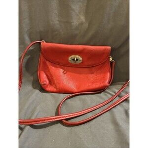 Fossil Womens Monica Red Leather Outer Pocket Detachable Strap Crossbody Bag